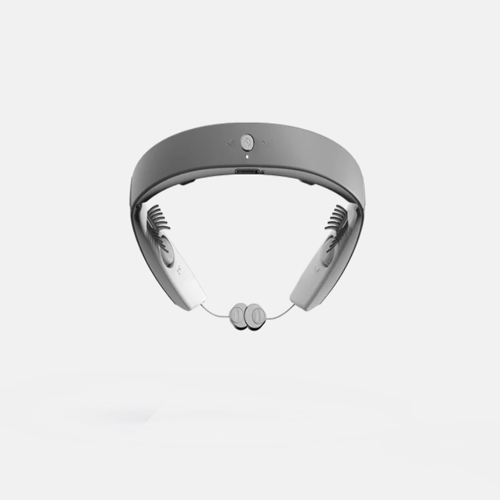 A gray wearable headband device