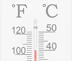 Mercury thermometer showing 70 degrees Fahrenheit