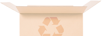 Cardboard box with a recycling symbol